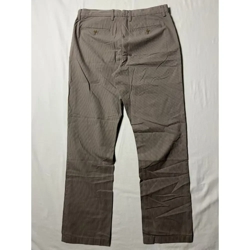 Banana Republic Kentfield Pant Mens 33x32 Light Brown Pinstripe Slacks Chinos - Picture 5 of 5